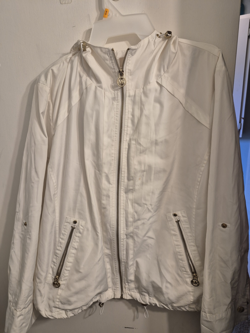 Michael Kors White Lightweight Hooded Jacket